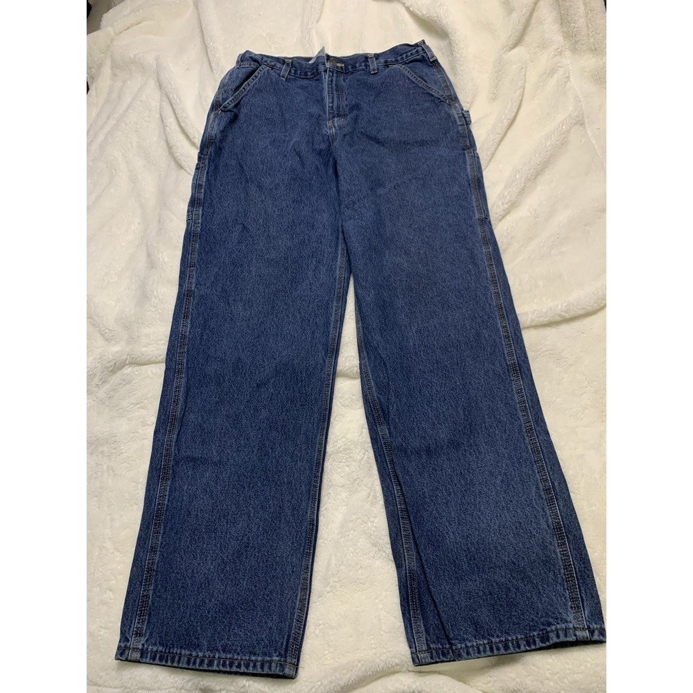 Carhartt Jeans Mens 36x34 Blue B13-DPS Original Dungaree Fit Carpenter Workwear